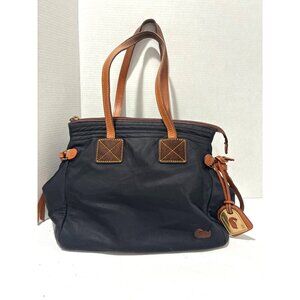 DOONEY & BOURKE handbag purse Womens black Leather Nylon Shoulder Bag